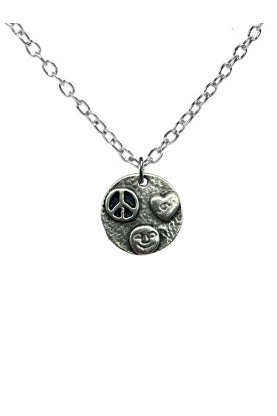 Herşey Nota Peace, Heart and Smile Symbol Unisex Necklace – 60 cm Chain, Trip...