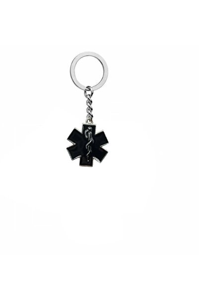 Herşey Nota Black Color Keychain with Star of Life Figure – Spiritual Symbol ...