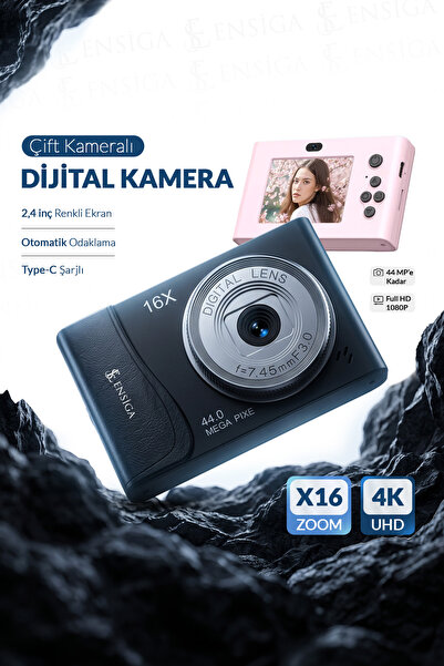 EN SİGA Kompakt Dijital Kamera 44 MP 16X Zoom 1080P Video Şarjlı Ekranlı