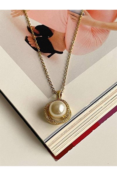 Herşey Nota Pearl Nest Spiral Weave Model Zircon Stone Women's Necklace – 55 ...
