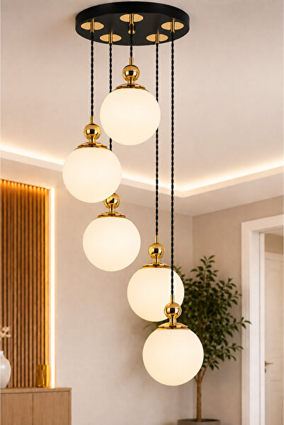 VENON Lorenza 5.Li Sarkıt Yuv.✨ÖRGÜ KABLOLU ✨ SİYAH ✨ GOLD DETAYLI ✨ BEYAZ GL...