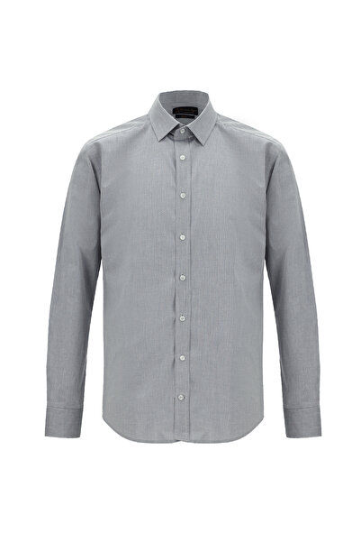Abdullah Kiğılı Long Sleeve Slim Fit Slim Fit Classic Patterned Cotton Shirt