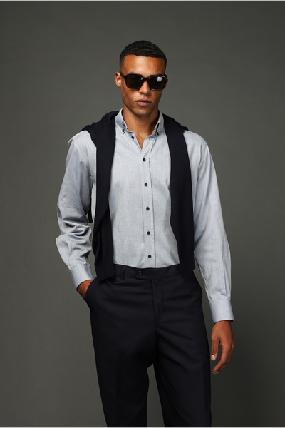 Kiğılı Long Sleeve Regular Fit Sports Cotton Buttoned Lapel Oxford Shirt