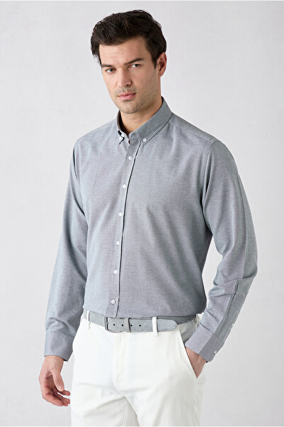 Kiğılı Long Sleeve Regular Fit Button down Collar Cotton Easy Iron Oxford 4 S...
