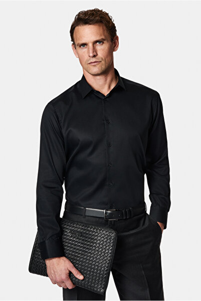Abdullah Kiğılı Long Sleeve Regular Fit Non Iron Satin Classic Cotton Shirt