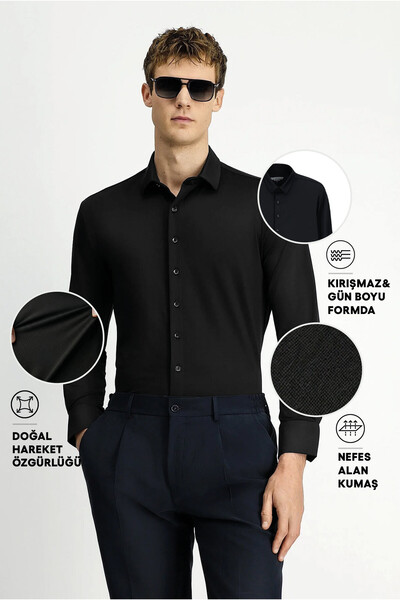 Kiğılı Techno-Line Uzun Kol Regular Fit Likralı Esnek Gömlek