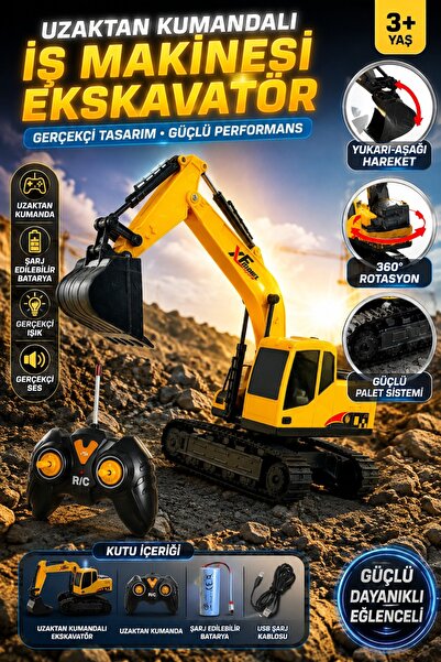 cayenna Şarjlı Uzaktan Kumandalı Kazıcı Kepçe Oyuncak Full Fonksiyonlu İş Mak...