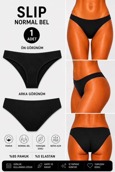 Ka Art Gallery Sli̇p. Premium Cotton Basic Normal Waist Slip Panties. Black