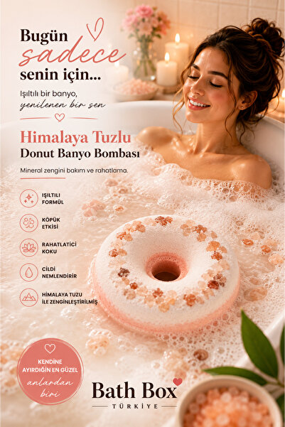 bath box Bathbox Donut Pembe Himalaya Tuzlu Banyo Topu Nem bombası