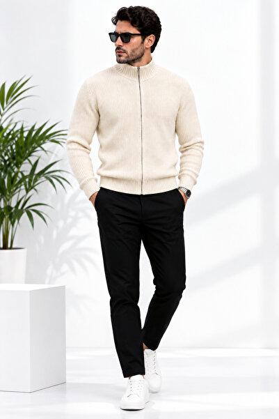 H&E LUXURY DESIGN Men's Knitwear Sweater Zippered Stand Collar Thick Knitted ...
