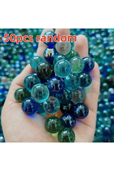Choice 50pcs random 50/100PCS 14MM Solid Color Glass Marbles Home Decoration ...