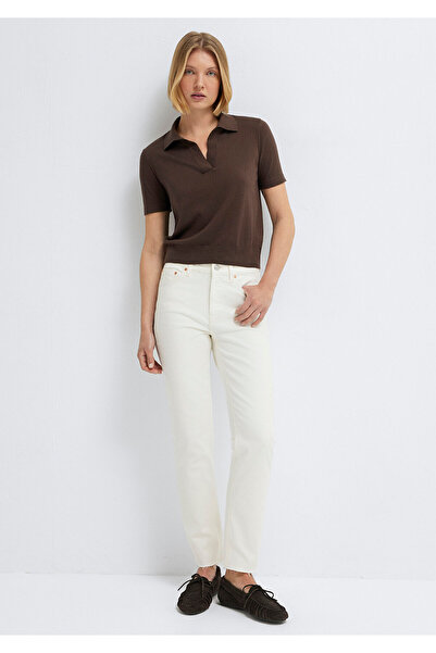Mavi Tricou tricotat maro cu mânecă scurtă, croială slim 1710909-88067