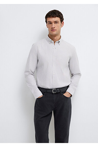 Mavi Cămașă albă gri cu dungi slim fit / Dar croială 0211916-91472