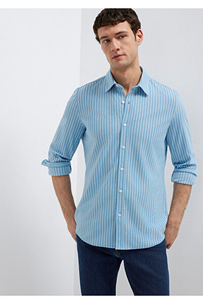 Mavi Çizgili Gömlek Slim Fit / Dar Kesim 0211404-91579