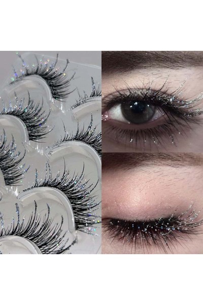 Choice1 01 Mixiaohe Thai Style Colorful Diamond Lashes 5 Pairs Sparkling C Cu...