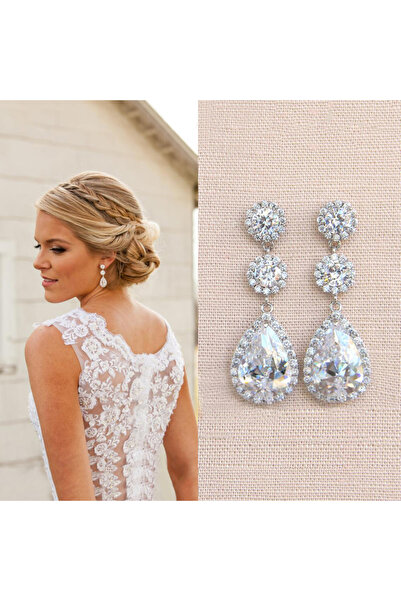 Choice E1038 Huitan New Trendy Wedding Earrings for Women Crystal CZ Brillian...