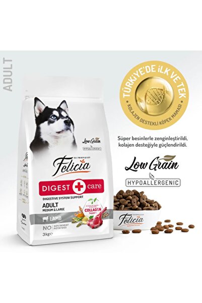 Felicia Yetişkin köpek maması kuzulu orta ve büyük ırklara uygun formda 3 kg