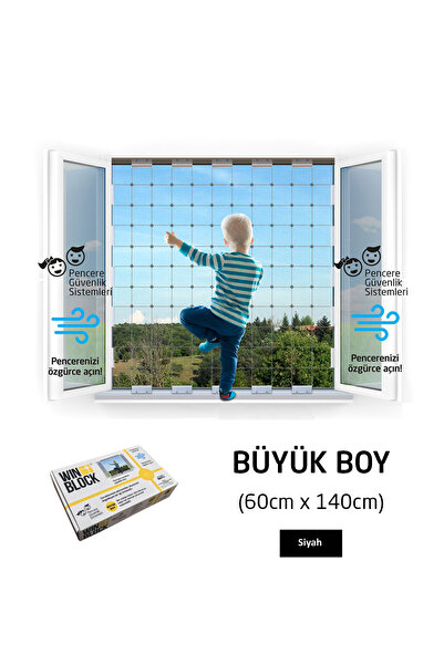özgürce Büyük Boy Çocuklar İçin Pencere Güvenlik Ağı, Siyah Profil, Yeni Nesi...