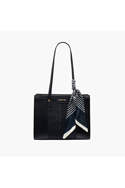 CHARLOTTE Reid Monogram Panelled Tote Bag with Scarf Detail