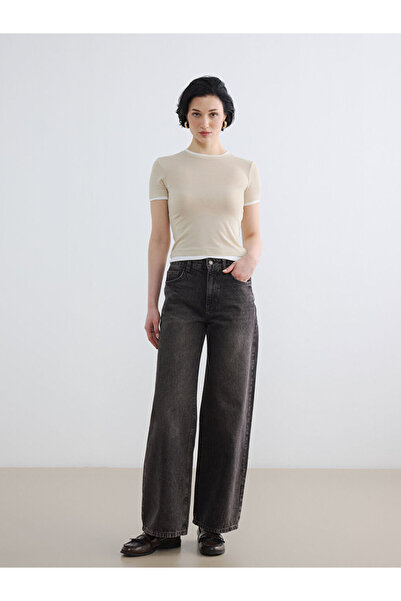 LC Waikiki Black high waist straight fit women's jean pants
