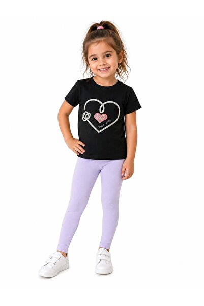 ModaPlaza Κοριτσίστικο μπλουζάκι από χτενισμένο βαμβάκι με κέντημα καρδιές κα...