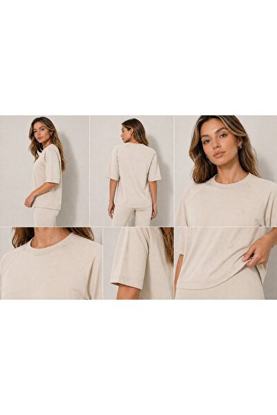 olleo studio Women's Ecru Short Sleeve Modal T-Shirt