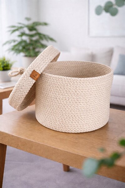 Bikaya Home Πλεκτό καλάθι με καπάκι |   Διακοσμητικό κουτί αποθήκευσης πολλαπ...