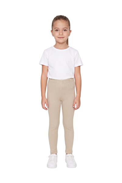Kidiba Baby and Girls' Report Flexible Beige Color Anti-Sweat Cotton Tights