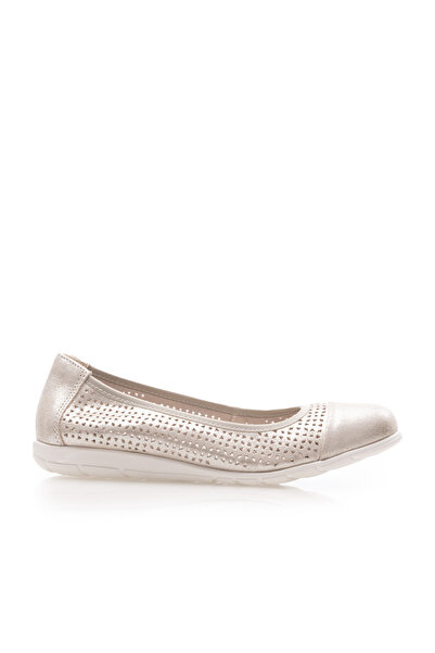 UrbanShoes Balerini damă din piele naturală - 2007 Auriu Box Perforat