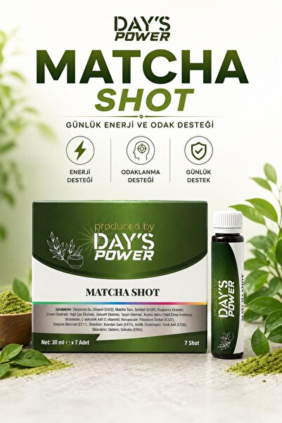 DAYS Day’s Power Matcha Shot 7 Adet - Bromelain, Zencefil & Yeşil Çay Destekl...