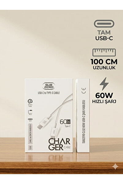 Vellune Co Subzero 60 W USB-C to TYPE-C Hızlı Şarj Kablosu 1 Metre Dayanıklı ...