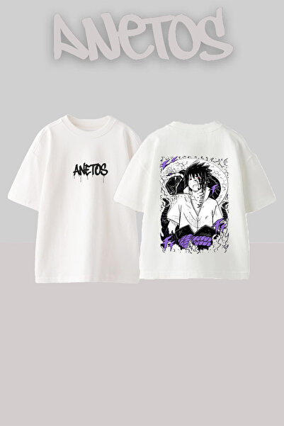 Anetos Μπλουζάκι Sasuke Snake Design με στάμπα στην πλάτη, βαμβακερό λευκό ov...