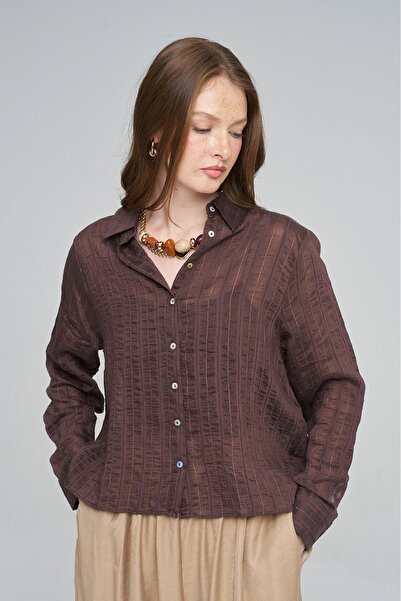 Orfeo Negro Women's Metallic Striped Relaxed Fit Shirt
