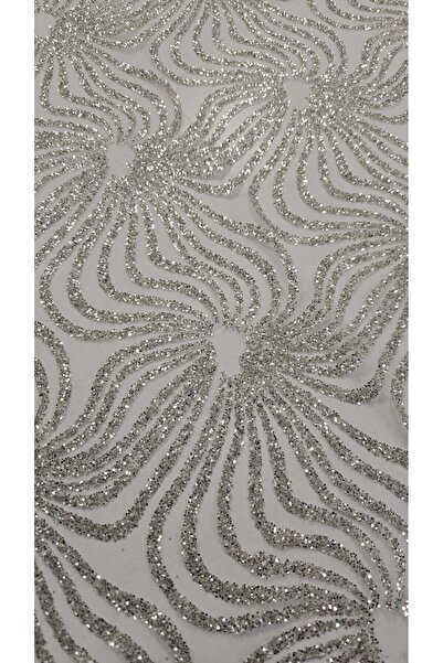TESATURI OUTLET Tulle Ivory cu Minipaiete Argintii, Lățime 150 cm, Ideal pentru Rochii de Ocazie și Evenimente