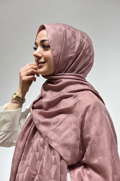 Firuze scarf شال جاكار بلون البودرة من القطن والخيزران