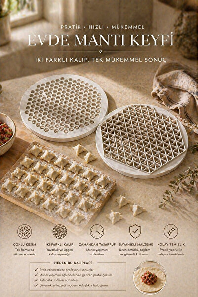 DİVAYS Set of 2 Ravioli Molds, Round and Triangular, Multi-Cut Practical Ravi...
