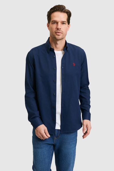 U.S. Polo Assn. Cămașă de bază cu mânecă lungă, albastru marin, pentru bărbați 50324708-VR033