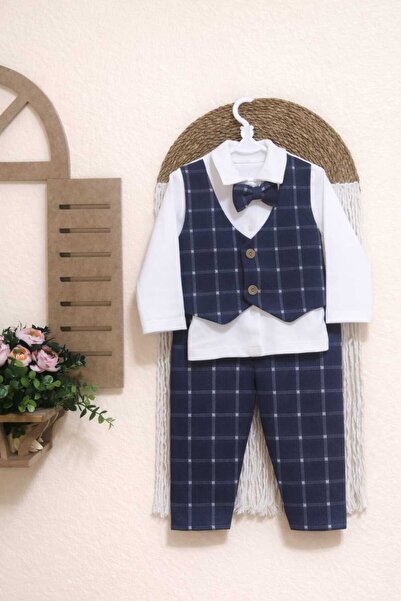 Durumini Plaid Pattern Bow Tie Baby Boy Suit
