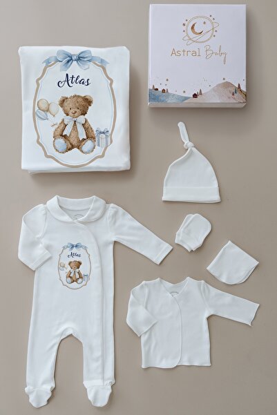 Astral Baby طقم تيدي مكون من 6 قطع بأكمام طويلة وياقة، مصنوع من القطن الفاخر ...