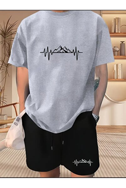 ELAN WEAR - Men's Printed Cotton T-Shirt Shorts 2-Piece Set Oversize - First ...