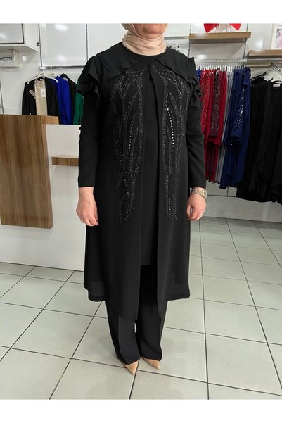 ALTIN KREASYON Yelekli 3'lü Siyah Şık Takım