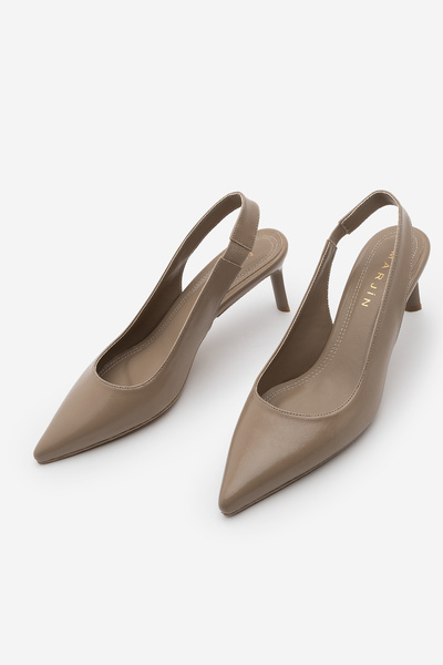 Marjin Γυναικεία παπούτσια στιλέτο με μυτερή μύτη, ανοιχτή πλάτη, χοντρά λουρ...