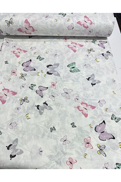 kumaşçıtr 100% Cotton Duvet Cover Fabric - 240 cm Width with Butterfly Pattern