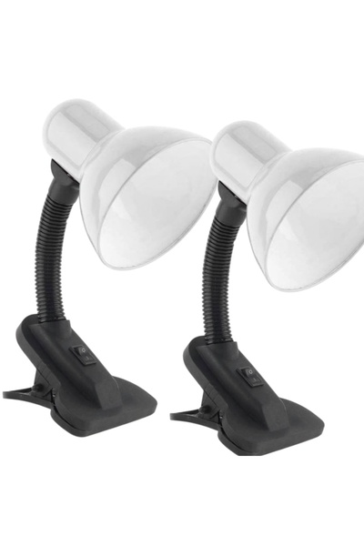 E-ANAMAG Σετ 2 τεμαχίων φωτιστικό γραφείου E27/E28 με σφιγκτήρα γραφείου, ΛΕΥΚΟ