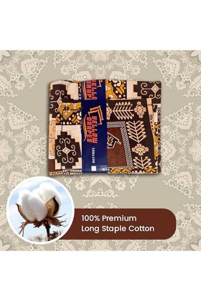 Yellow Drapes Boho Print King Size Bedsheet 108x108 Inches with Pillow Covers - 100% Cotton 800 Thread Count Double Brushed - Luxury Soft, Breathable & Easy Care Bedding Set for Home