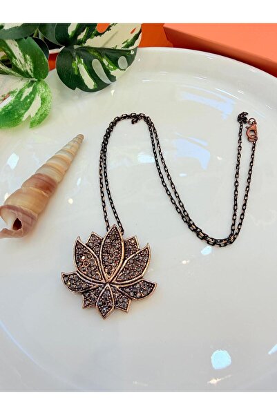 QUMLA MARKAZİT TAŞLI LOTUS KOYE UÇLU BRONZ KOLYE ( BOY 56 CM )(KOLYE UCU ÇAP ...