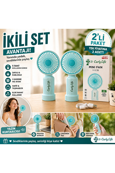 intermax Mini Fan Vantilatör Şarj Edilebilir Pilli - 2li Set