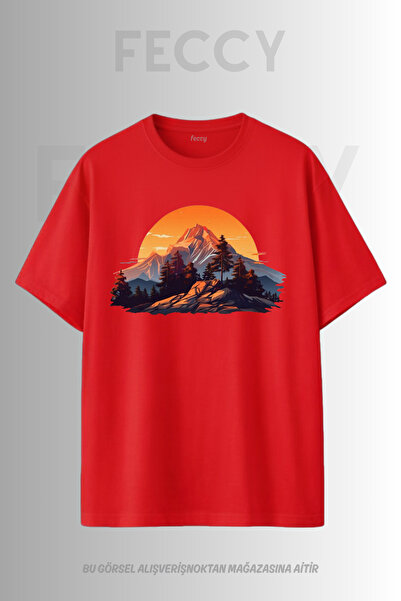 FECCY Tricou unisex supradimensionat cu imprimeu Sunset Hunter, pentru femei,...