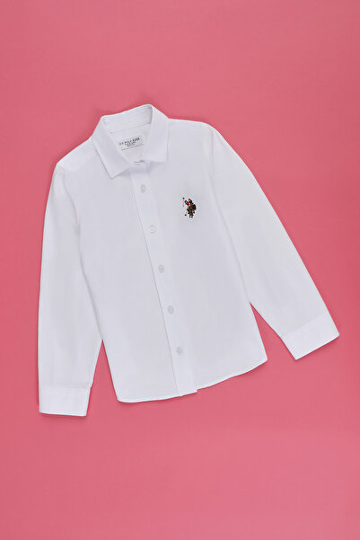U.S. Polo Assn. Cămașă de bază albă cu mânecă lungă pentru fete 50324760-VR013