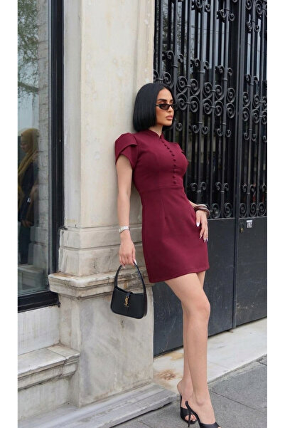 MEECY Women's Viral New Season Button Detailed Dress
